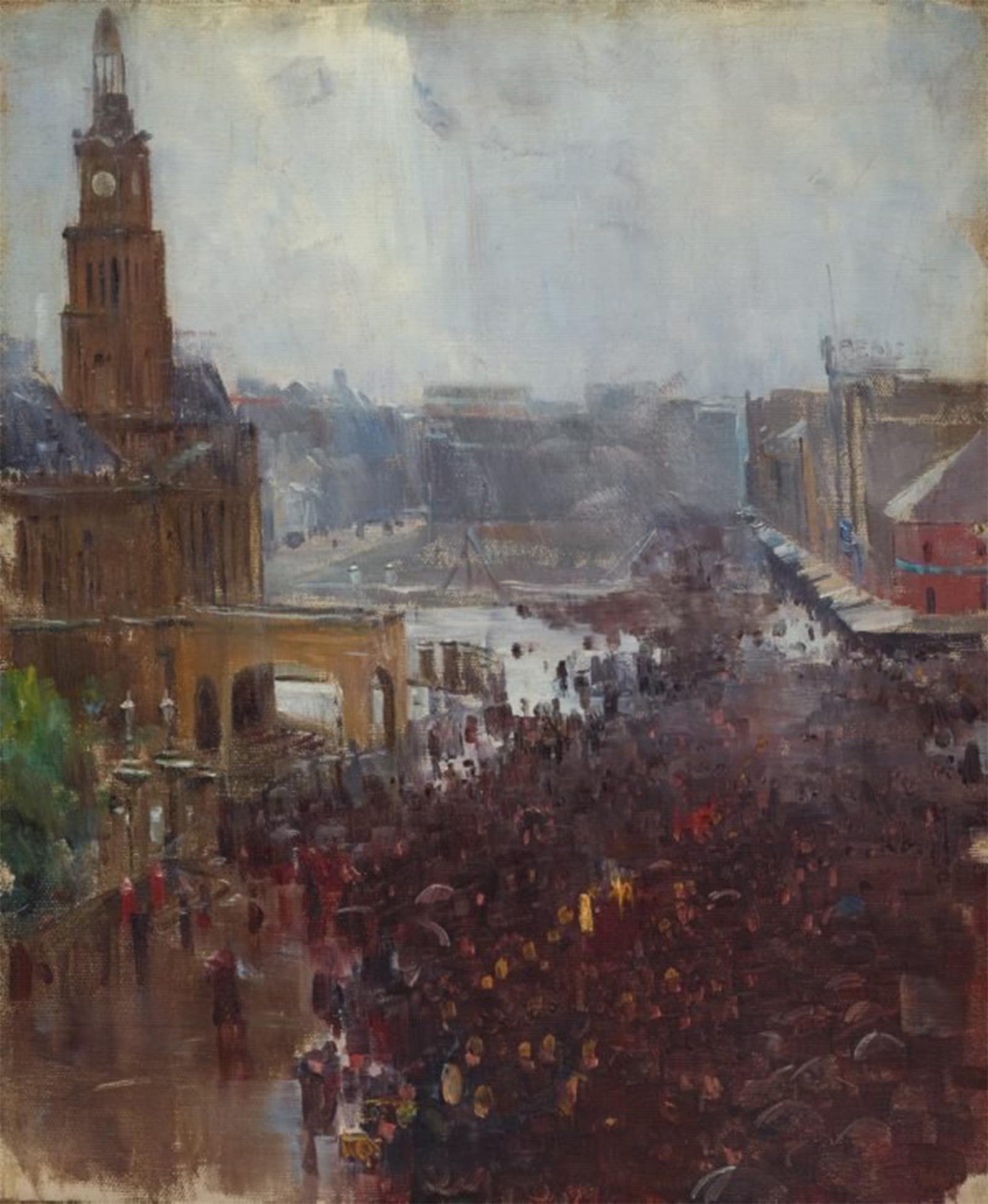 Posteriik No Frame Vintage Classic Picture Landscape Artwork Fireman's Funeral George Street By Arthur Streeton Portrait Canvas Painting For Office Home Decor 60X90cm