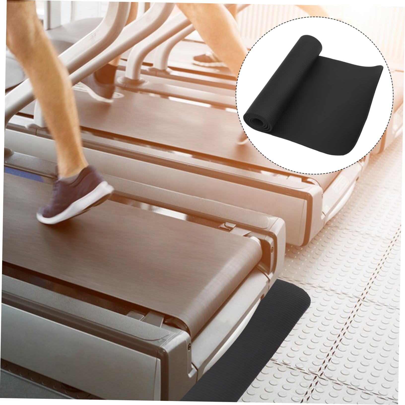 Alfombrilla para Cinta de Correr Nbr Negra, Antiruido y Amortiguación | Workouts y Oficina, Superficie Firme y Fiable, Accesorio de Ejercicio en Casa, Estilo Visual Atractivo