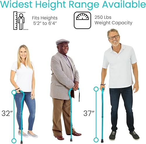 Miniatura 6 de Vive - Bastón de caminar con agarre compensado patentado, ayuda ligera y ajustable para caminar con una punta antideslizante, ayuda de movilidad de