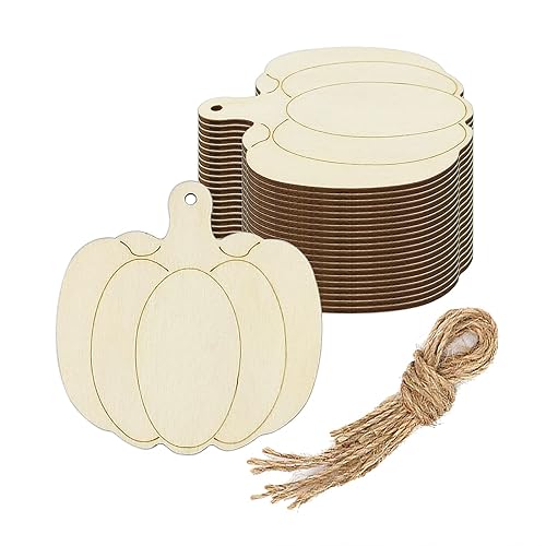 20pcs Pumpkin Wood DIY Crafts Cutouts Wooden Pumpkin Shaped Hanging