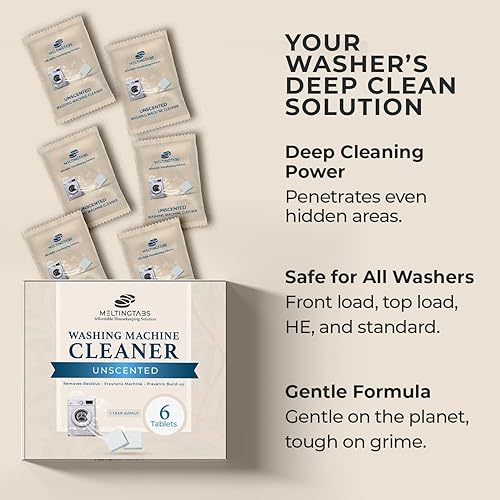 Miniatura 8 de Tabletas limpiadoras para lavadoras limpieza profunda, solución de limpieza de tina de lavandería, huele fresco, elimina la acumulación y la