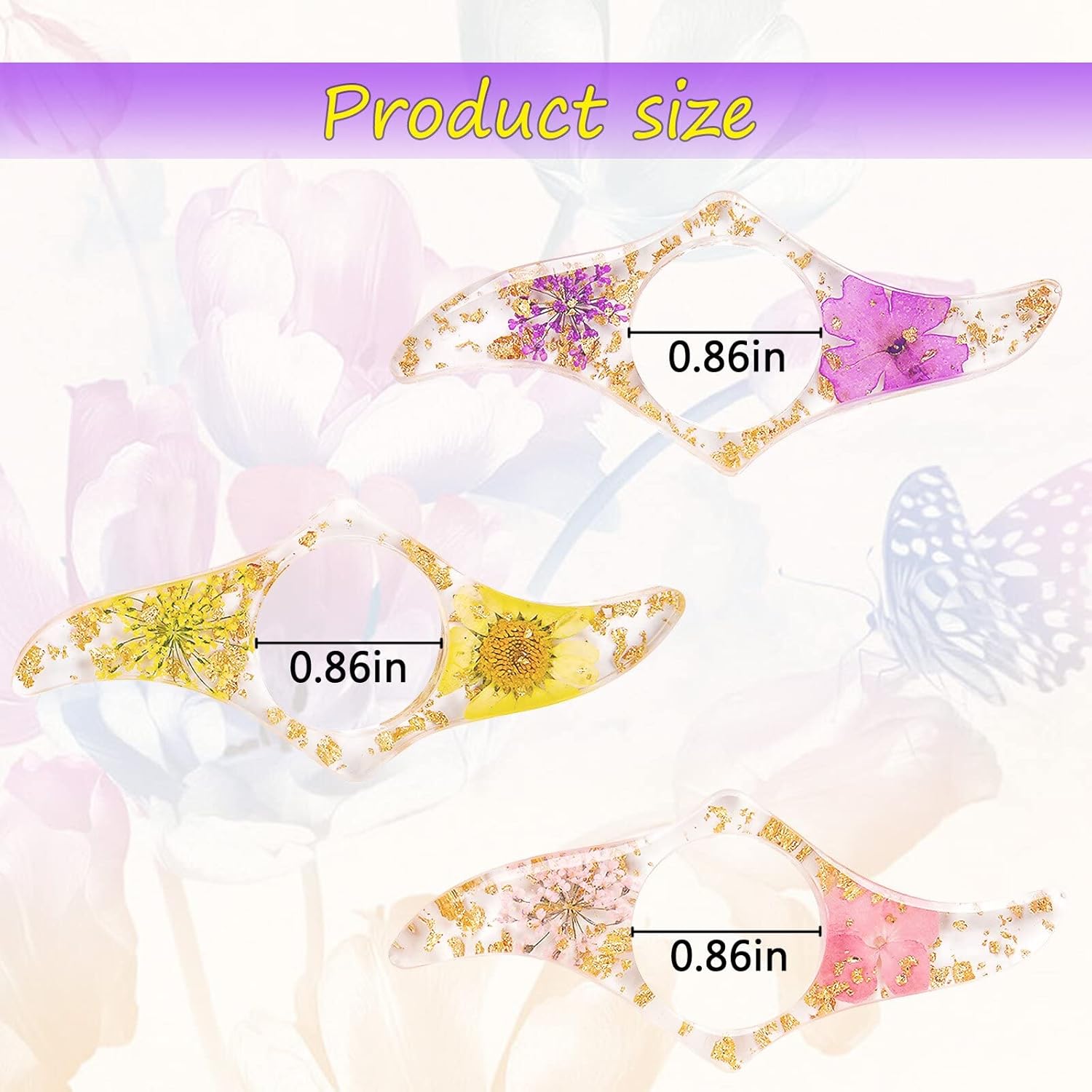 3 Pieces Book Page Holder-Dried Flower Resin Thumb Holder-Handmade Light Weight Opener Bookmarks Reading Accessories for Teachers Lovers - Image 2