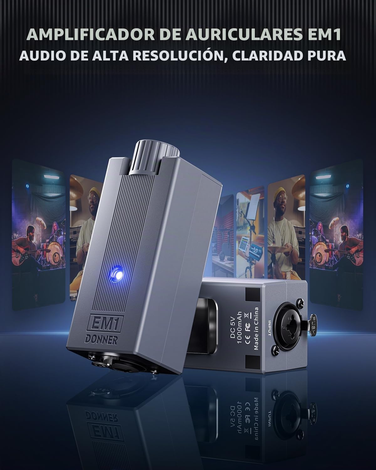 Donner EM1 Auriculares Amplificador de Recargable Monitor Intrauditivo Personal Portátil Analógicos Estéreo Control de Volumen Amplificador de Audio con Entrada XLR y TRS Conector de Salida de 3,5 mm