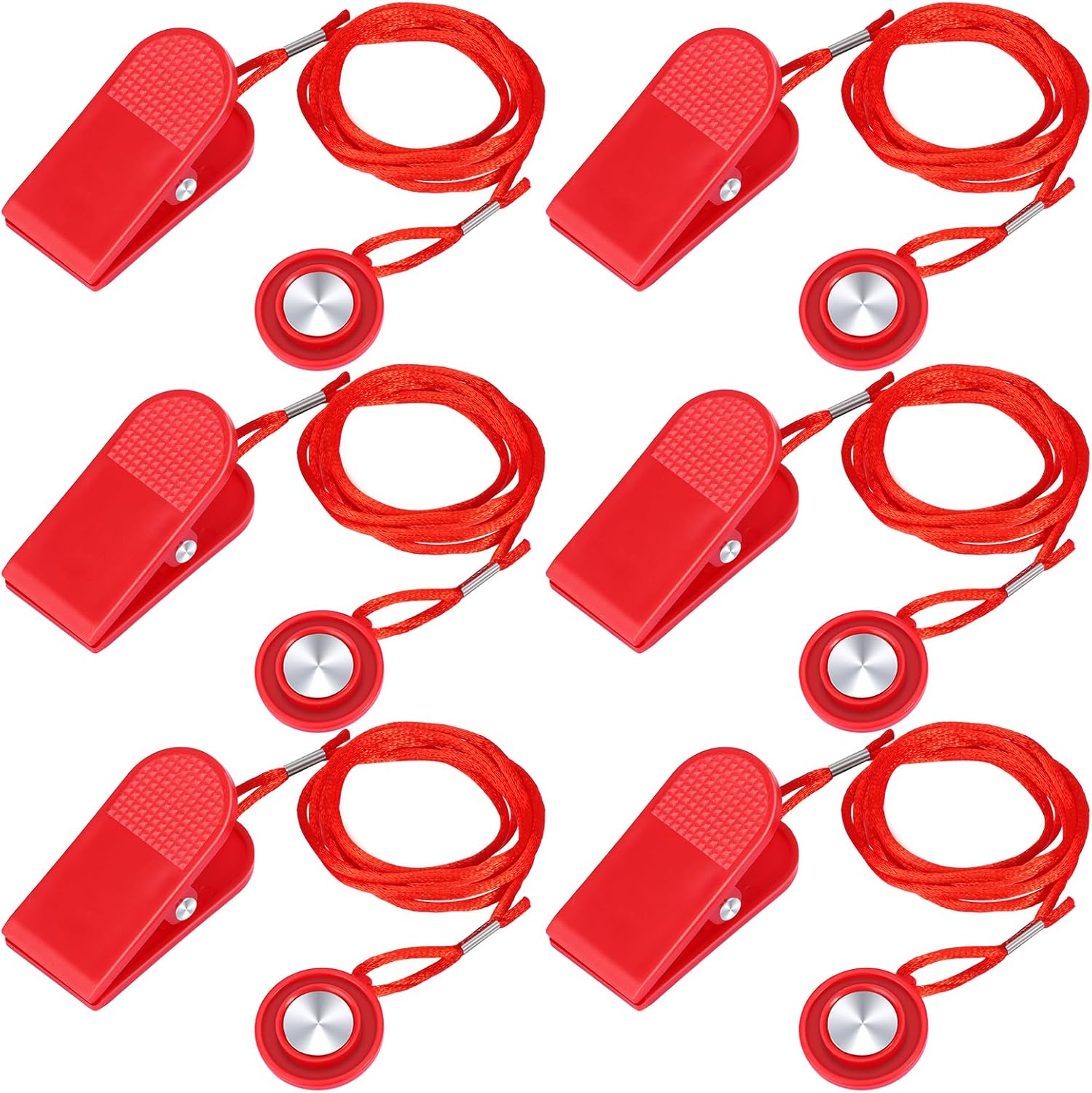 6 PCS Treadmill Magnet Safety Key, 1.1inch Universal Treadmill Magnetic Lock, Round Safety Key Replacement Compatible with Most Running Machines(Red)