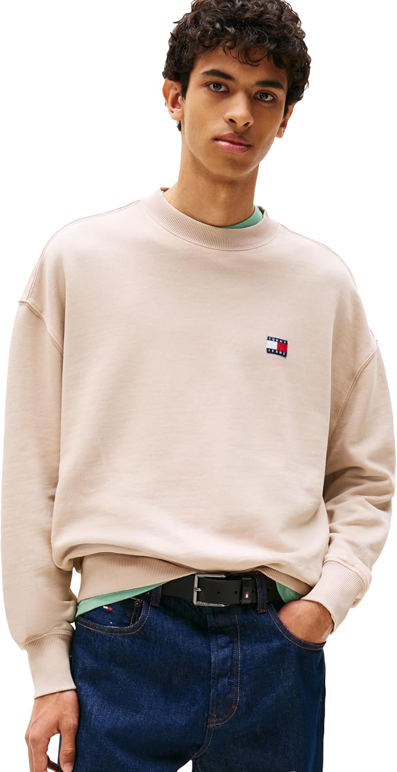 Tommy Jeans Men's Medium Weight Crewneck Sweatshirt with Embroidered Logo