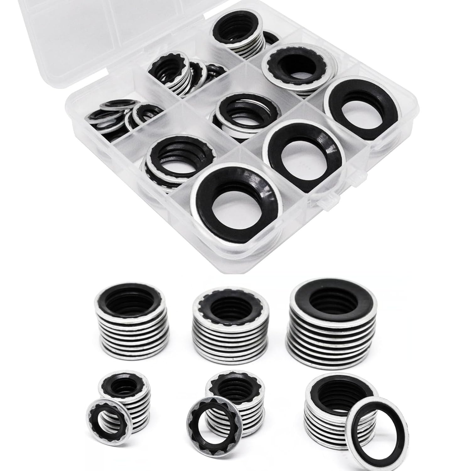 48pcs A/C System Compressor Gasket Seals, A/C O'Ring kit, A/C Gasket Assortment 15-32241 GM Original Equipment Self-Centered Bonded Automotive Seal Air Conditioning Port Seal Washer Kit (Red)