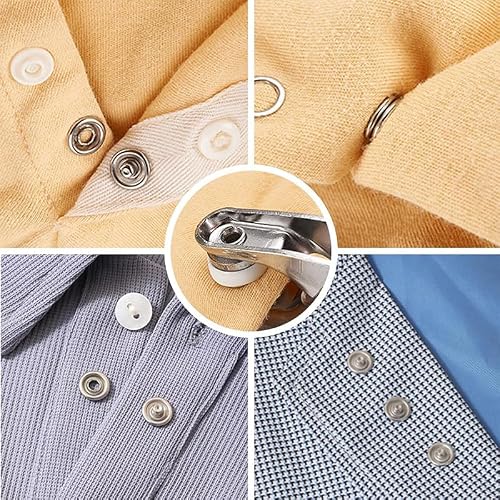 NXTOV 11mm/800PCS Metal Snaps Buttons with Fastener Pliers, Heavy Duty Press Tool Kit Perfect for DIY Crafts Clothes, Snap Button Fasteners Kit for Clothing Sewing (800PCS/200SET-SLIVER) - Thumbnail 5