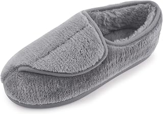 Women Memory Foam Diabetic Slippers Arthritis Edema Adjustable Closed Toe Swollen Feet Slippers Comfortable House Indoor Outdoor Shoes with Rubber Sole