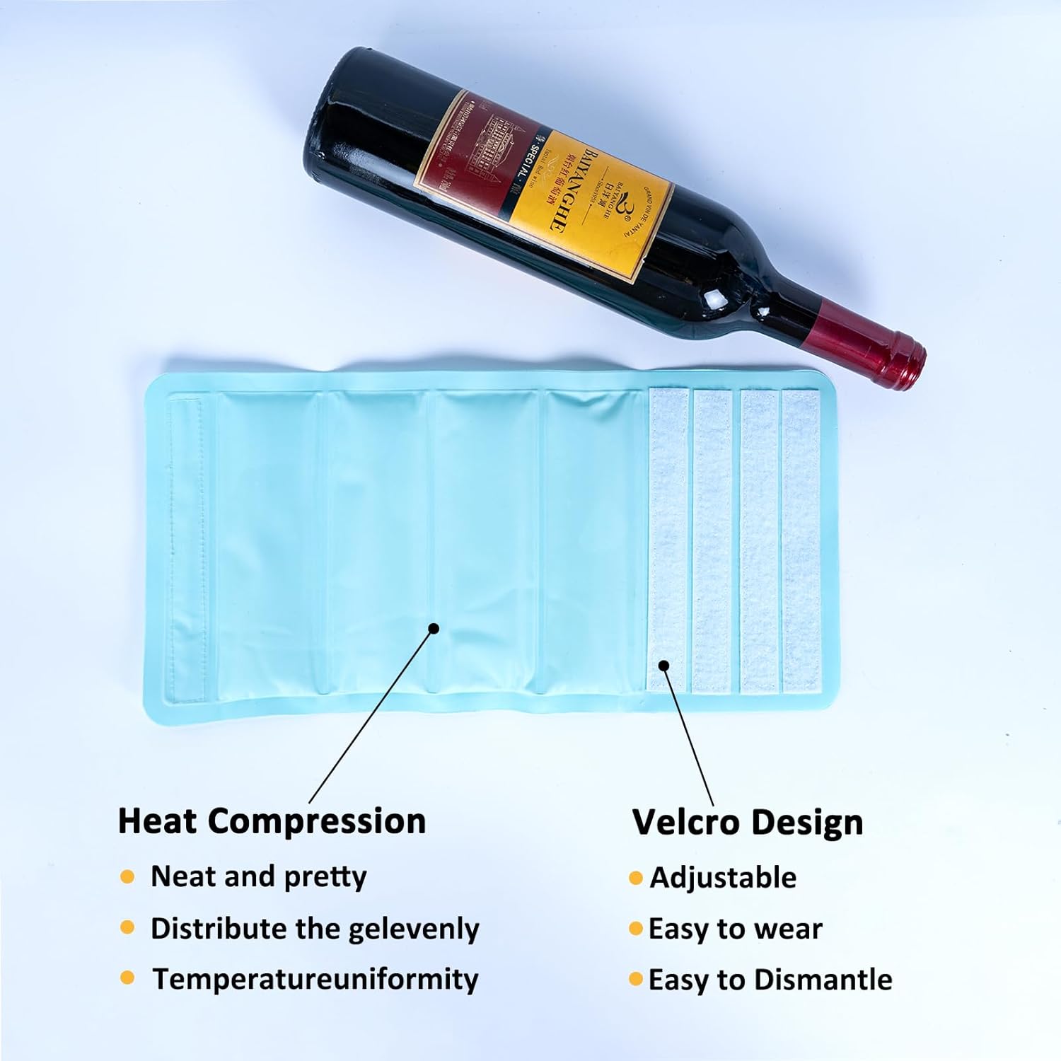 Ice Wine Sleeve, Ice Wine Sleeve, Wine Cooler, Wine Bottle Cooler, for Red and White Champagne or Sparkling Wine. Gel cooled bracket Freestanding carrier cooled, mint green - Image 3