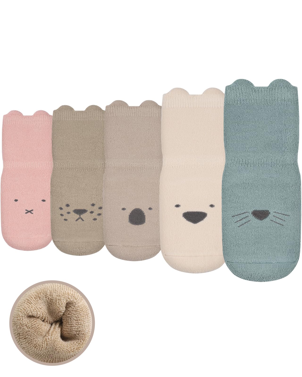 Kyopp 5 Paar Warme Socken Baby Winter Stoppersocken Kindersocken Dicke Socks