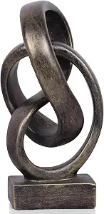 DOVDOV Abstract Bronze Rope Knot Statue, Geometric Decor for Living Room and Office