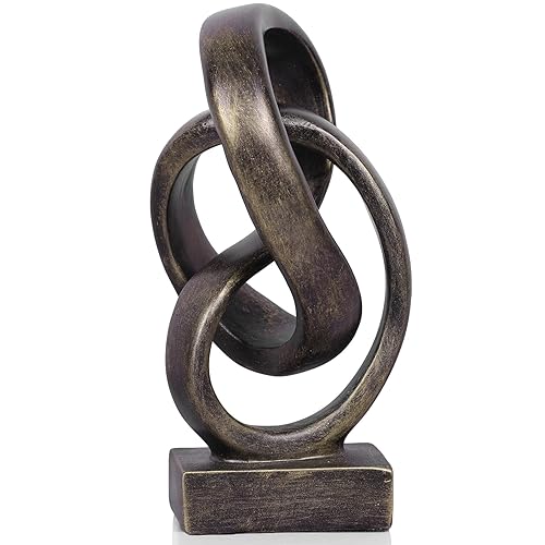 DOVDOV Abstract Bronze Rope Knot Statue, Geometric Decor, Living Room