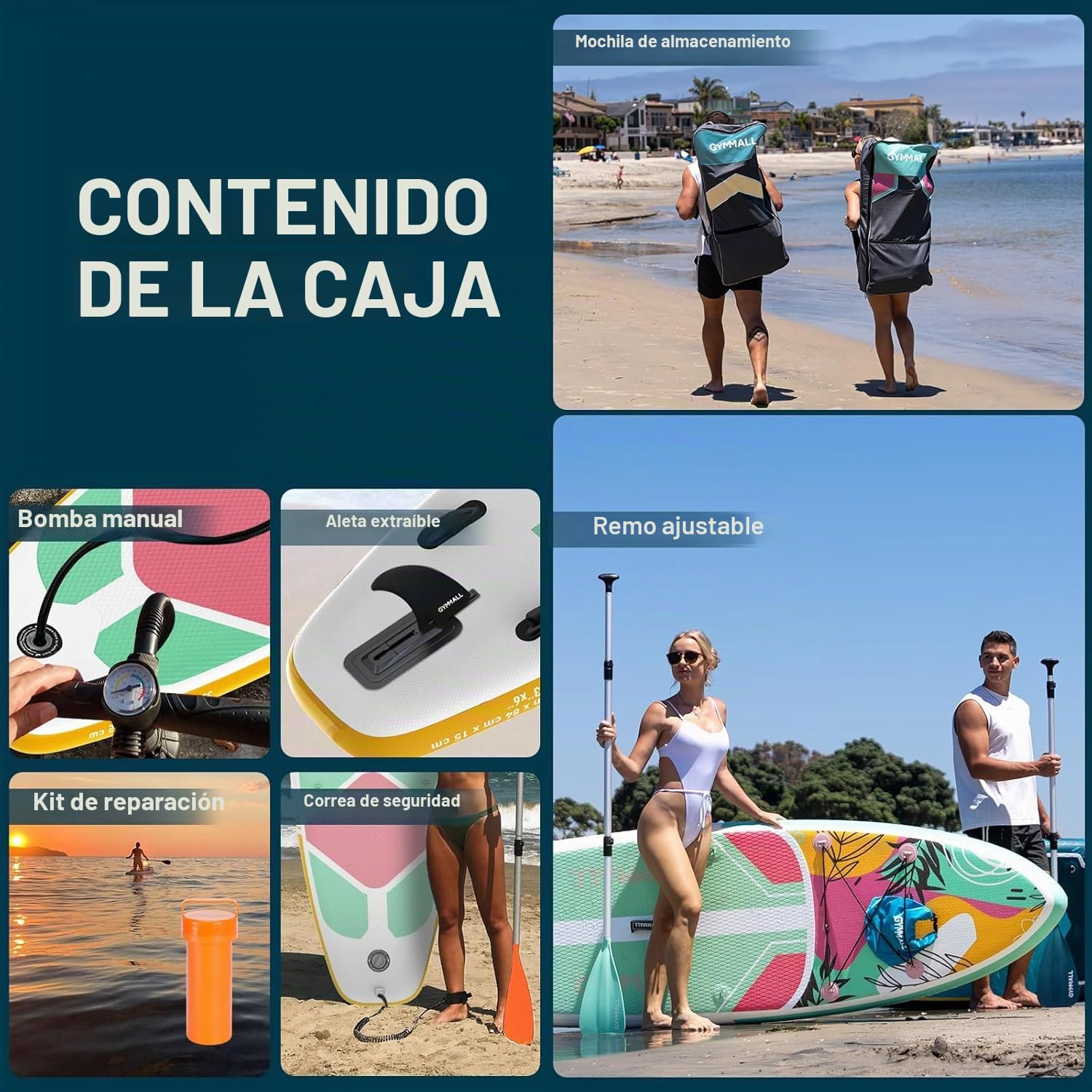 Tabla Paddle Surf Hinchable de Pie para Adultos y Jóvenes de Todos los Niveles de Habilidad, Diseño Ancho y Antideslizante de Tabla Paddle Surf con Accesorios Premium y Bolsa de Almacenamiento