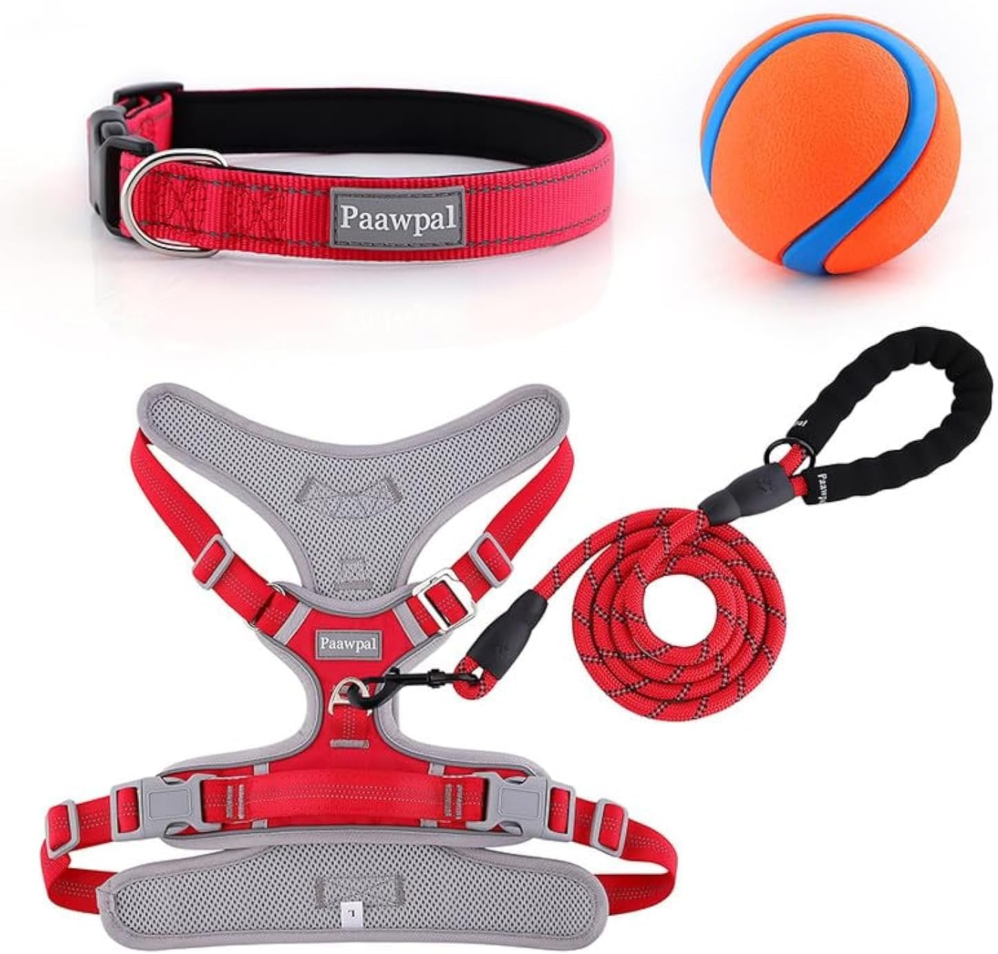 Adjustable Dog Harness - No Pull, Reflective, Soft Padded for Small, Medium, Large Dogs - Includes Leash and Collar Black M