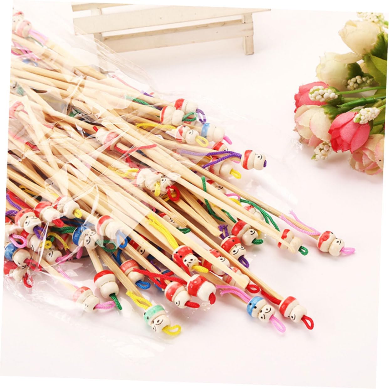 KOMBIUDA 100pcs Ear Cleaner Tools Sturdy Bamboo Earwax Removal Spoon Portable Delicate Ear Spoons Health Care Tool Random Color