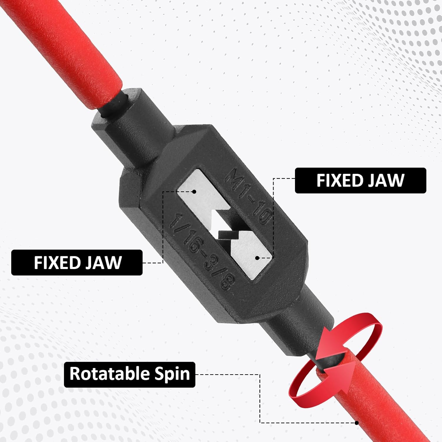 M1- M10 Adjustable Tap Wrench Handle, 1/16"-3/8" Reamer Steel Adjustable Wrench Hand Tool, Hand Taps Holder Tapping Reamer Tools Professional Tapping Wrenchs Tool with Plastic Dipped Handle for Repair