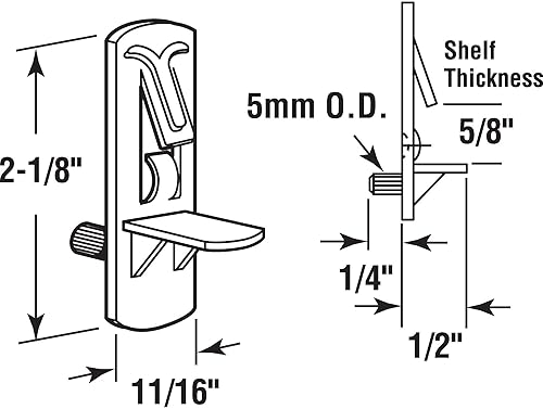 Miniatura 2 de Prime-Line U 9393 Clavija de soporte para estantes, autobloqueante, 0.197 in, 58 pulgadas, transparente (paquete de 4)