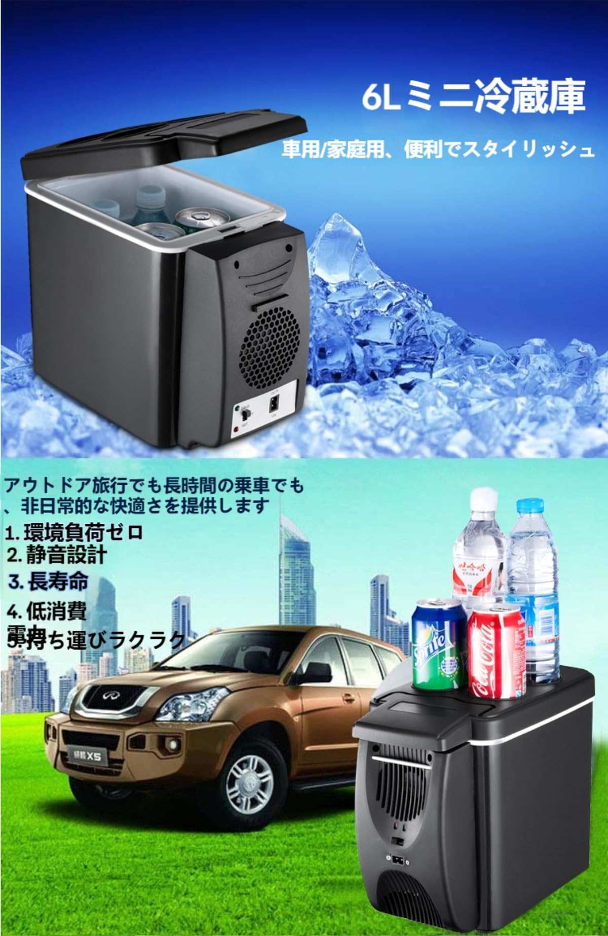 ミニ冷蔵庫 0~65℃ 6L 小型冷温庫 車載 ポータブル キャンプ アウトドア Amazon.co.jp: 【Yecox】車用ポータブルミニ冷凍庫 車載用小型冷蔵庫