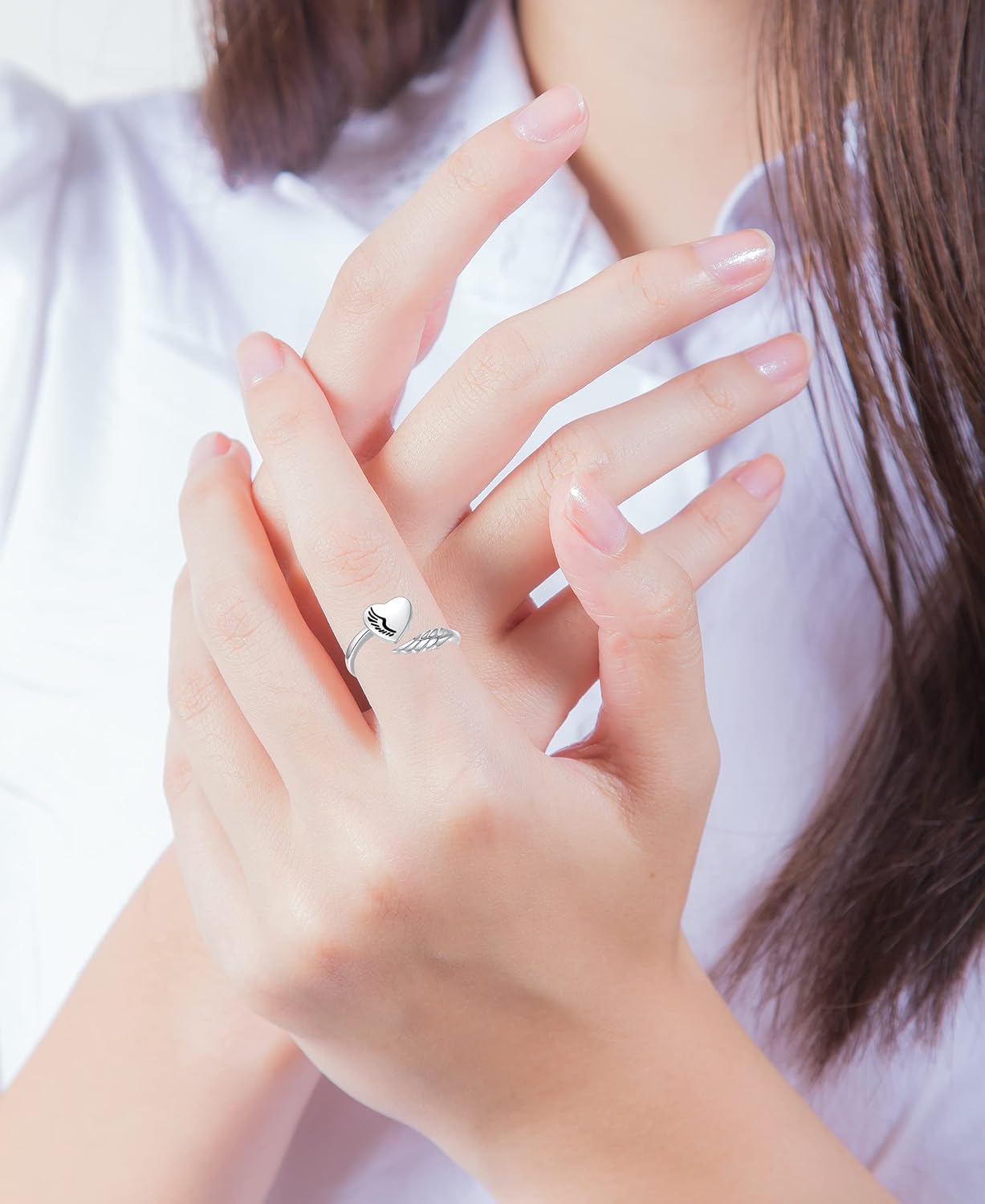 Step Forward 925 Sterling Silver Adjustable Wing Ring for Women, Angel Feather Wing Design Personality Encouragement Motivational Theme Gift Jewelry for Her - Image 4