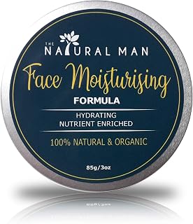 ORGANIC Face Moisturiser for Men – 100% Natural Face Cream for Men. Hydrating Facial Moisturiser Mens Day Cream. Nutrient Enriched for All Skin Types, Handcrafted in Ireland by The Natural Man – 85ml