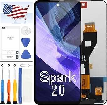 Screen Replacement for Tecno Spark 20 LCD Screen for Tecno Spark 20 KJ5 KJ5N LCD Display Touch Digitizer Glass Assembly with Tools 6.6" Black no Frame