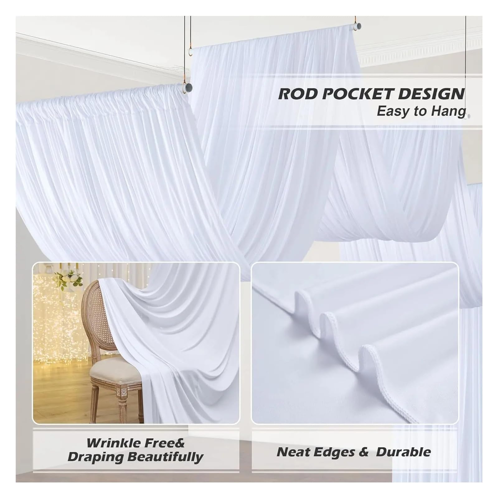 DeckenvorhäNge FüR Hochzeitsfeiern Faltenfreie Deckenvorhänge for Hochzeitsfeiern, Polyester-Drapierstoff-Vorhänge for Zeltüberdachung, Hotel-Bankettsaal-Deckendekoration(Sky blue,1 panel 75X1000cm)
