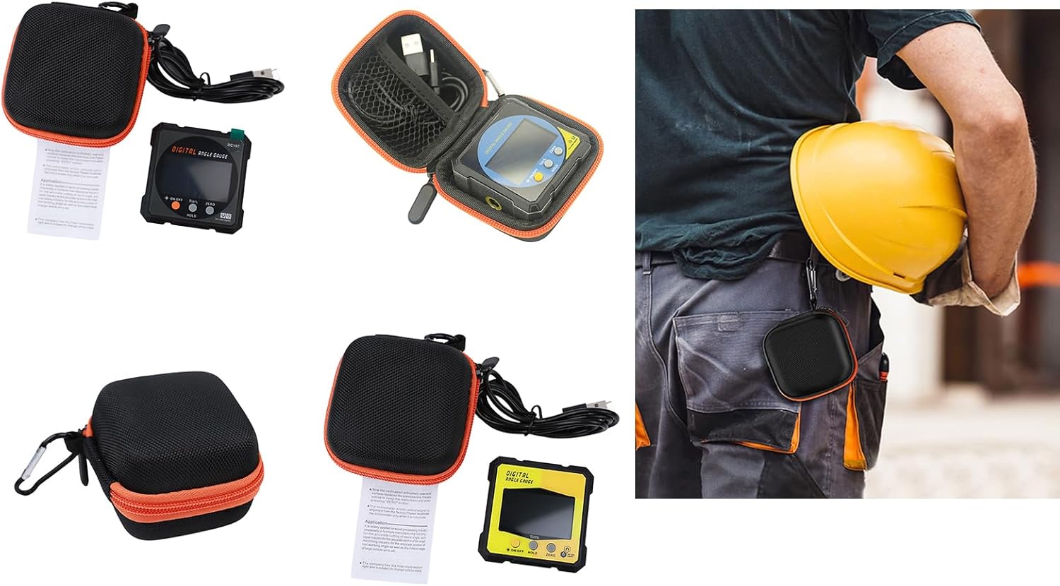 Digital Angled Gauge Storage Case Nylon Protective Box with Zippers for Surveyors, Engineers Protective Carrying Pouches