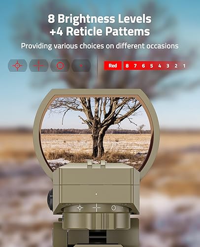 Vista 12 de CVLIFE FoxSpook - Mira refleja recargable, mira de punto rojo de 0.4 x 1.57 pulgadas, 4 retículas ajustables, óptica de punto rojo para riel Negro