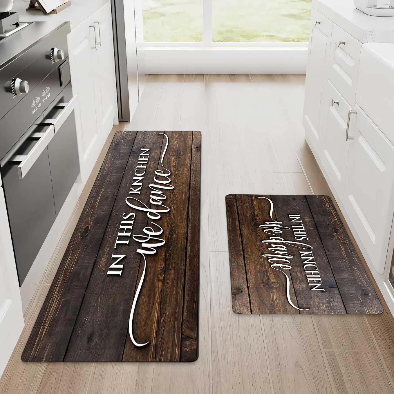 Dance Kitchen mat [2 PCS] Cushion Kitchen Rug, Non-Slip mat Flannel Fun Theme Rug, for Kitchen, Floor, Office, Sink, Laundry Room Decoration 17"x 47"+17"x 24"