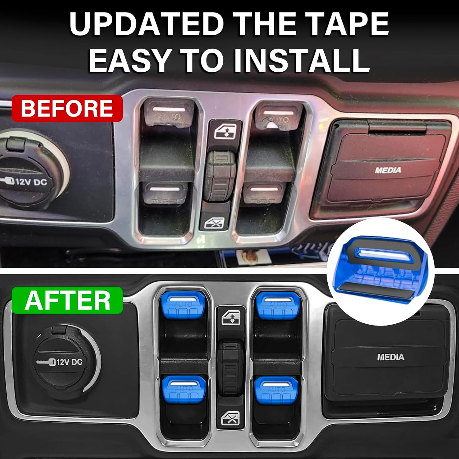 8Pcs Button Knob Cover for Jeep Wrangler JL JLU 2018-2025 2026 & Gladiator JT 2020-2025 2026 Accessories, JL Window Switch Button Cover Volume Radio Air Conditioner Headlight Switch Knob Cover (Blue)