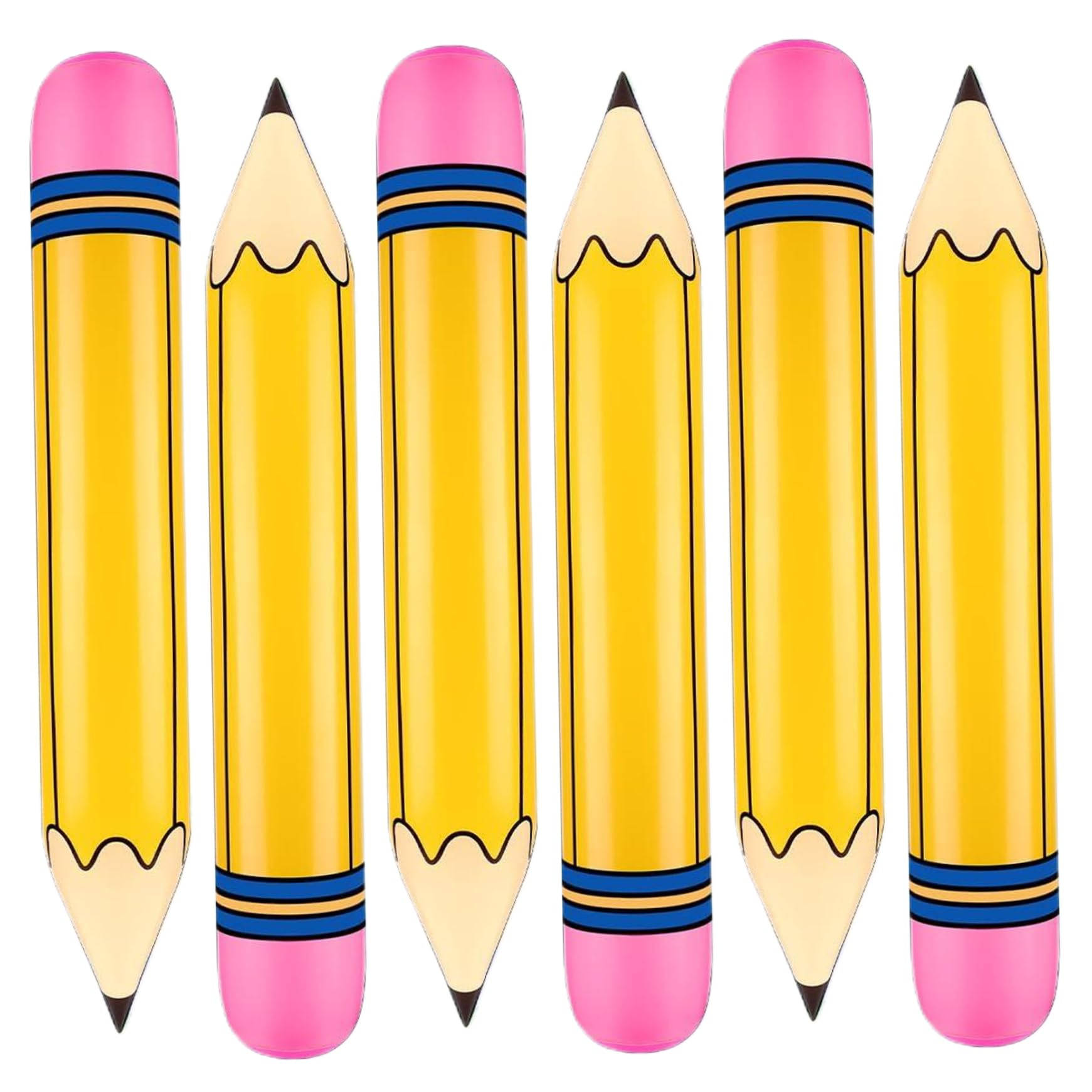 Tsawntd 6Pcs Inflatable Pencil, PVC Pencil Balloons 26.7" Yellow Giant, Back to School Inflatable Graduation Party Decoration for School Photo Prop Classroom Prizes Favor Balloon Balloons