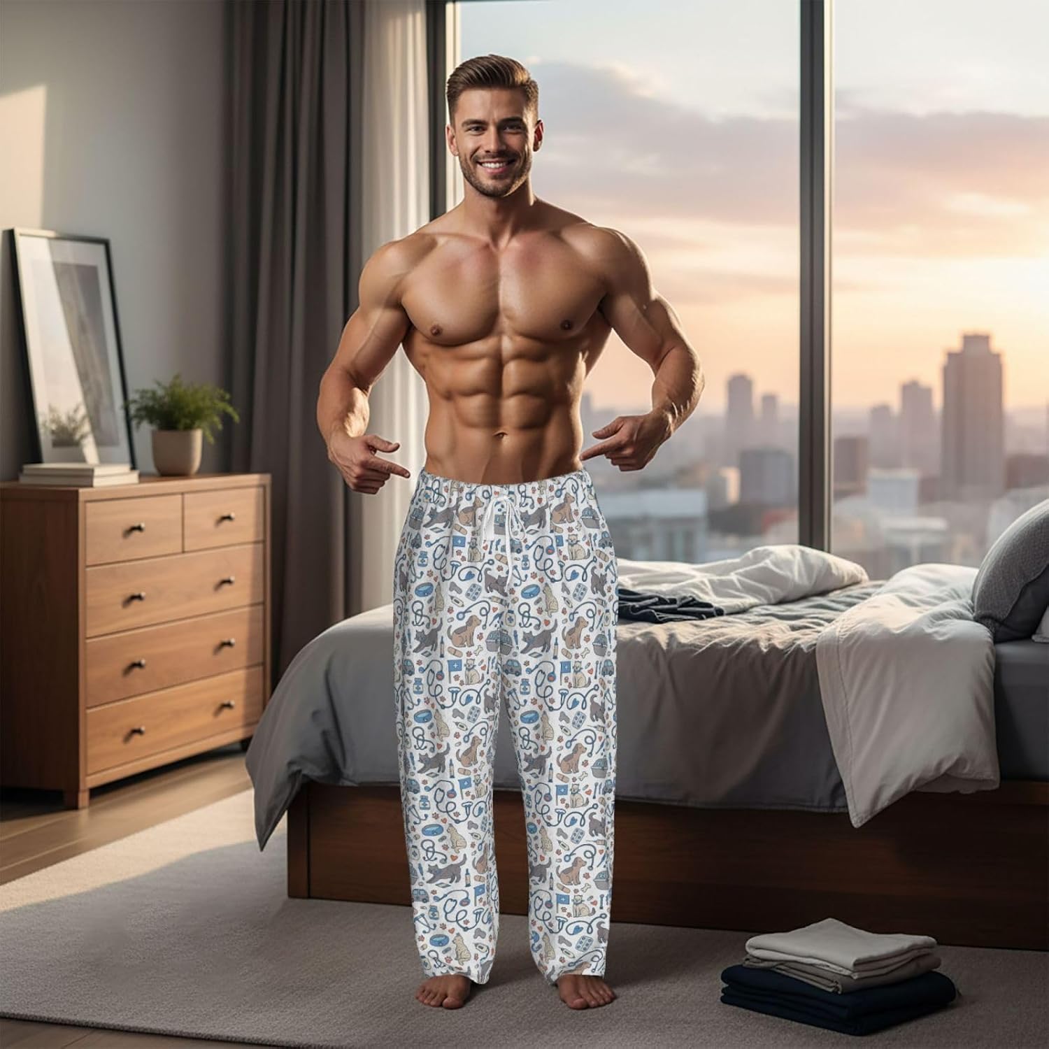Mens Christmas Flannel Fleece Pajama Pants Men's Sleepwear Bottoms Lounge Pjs Pants with Pockets S-5XL - Image 3