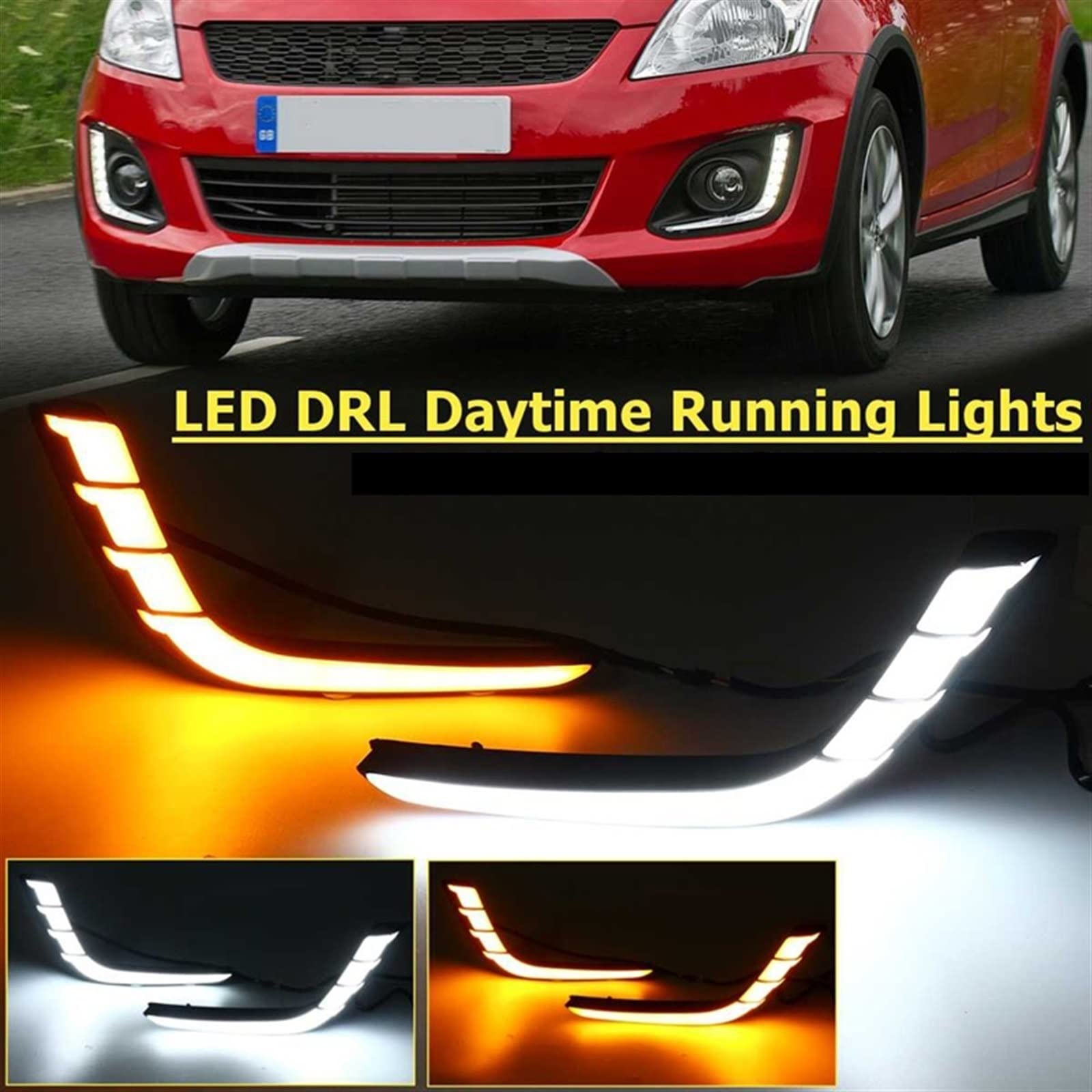 WOLWES Compatible con Suzuki para Swift 2014 2015 2016 Luz De Circulación Diurna para Automóvil DRL Impermeable con Conjunto De Señal De Giro Lámpara Antiniebla Luces de Giro