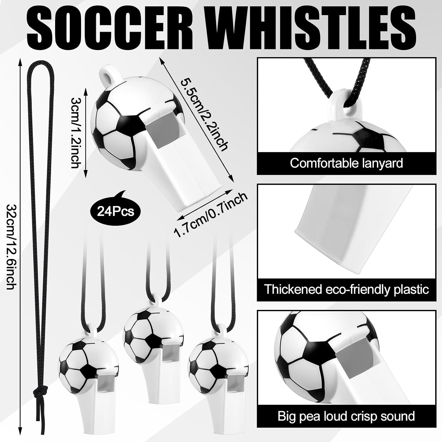24 Pack Soccer Party Decorations 12 oz Referee Water Bottle Labels with Whistles Water Bottles Soccer Stickers Wrapper Decorations for Sports 2026 Socer Game Party Supplies image 3
