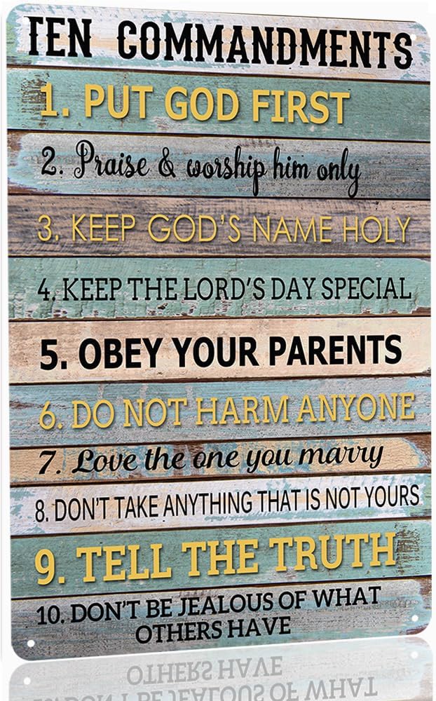 The Ten Commandments Metal Tin Sign 10 Commandments Wall Art Decor Ten Commandments Poster 8x12 Inch