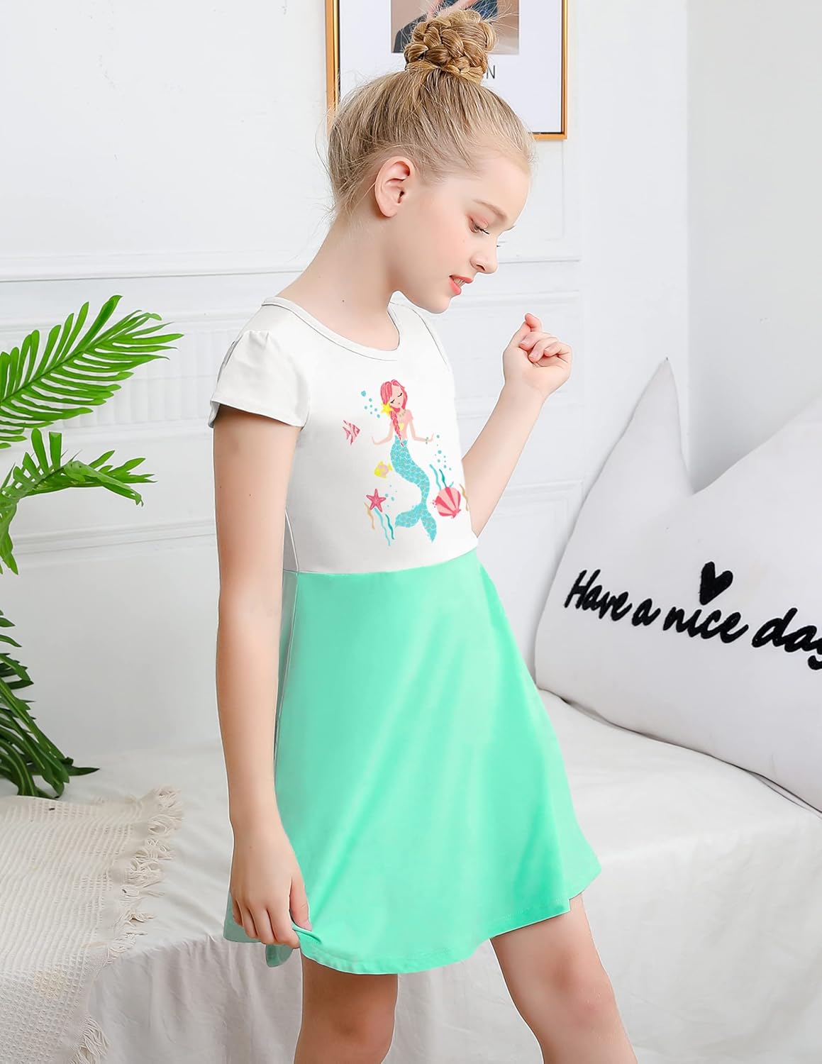 V.&GRIN Girls Dress Summer Soft Short & Long Sleeve Floral Twirly Casual Dress for Toddler Kids 2-8 Years : Clothing, Shoes & Jewelry
