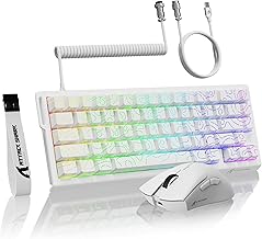 MAMBASNAKE ATTACK SHARK X68 HE - R1 Keyboard and Mouse Combo with Quick Release and 8KHz Spiral Cable, 0.01mm RT Precision, 8KHz Magnetic Keyboard and Wireless Gaming Mouse - White