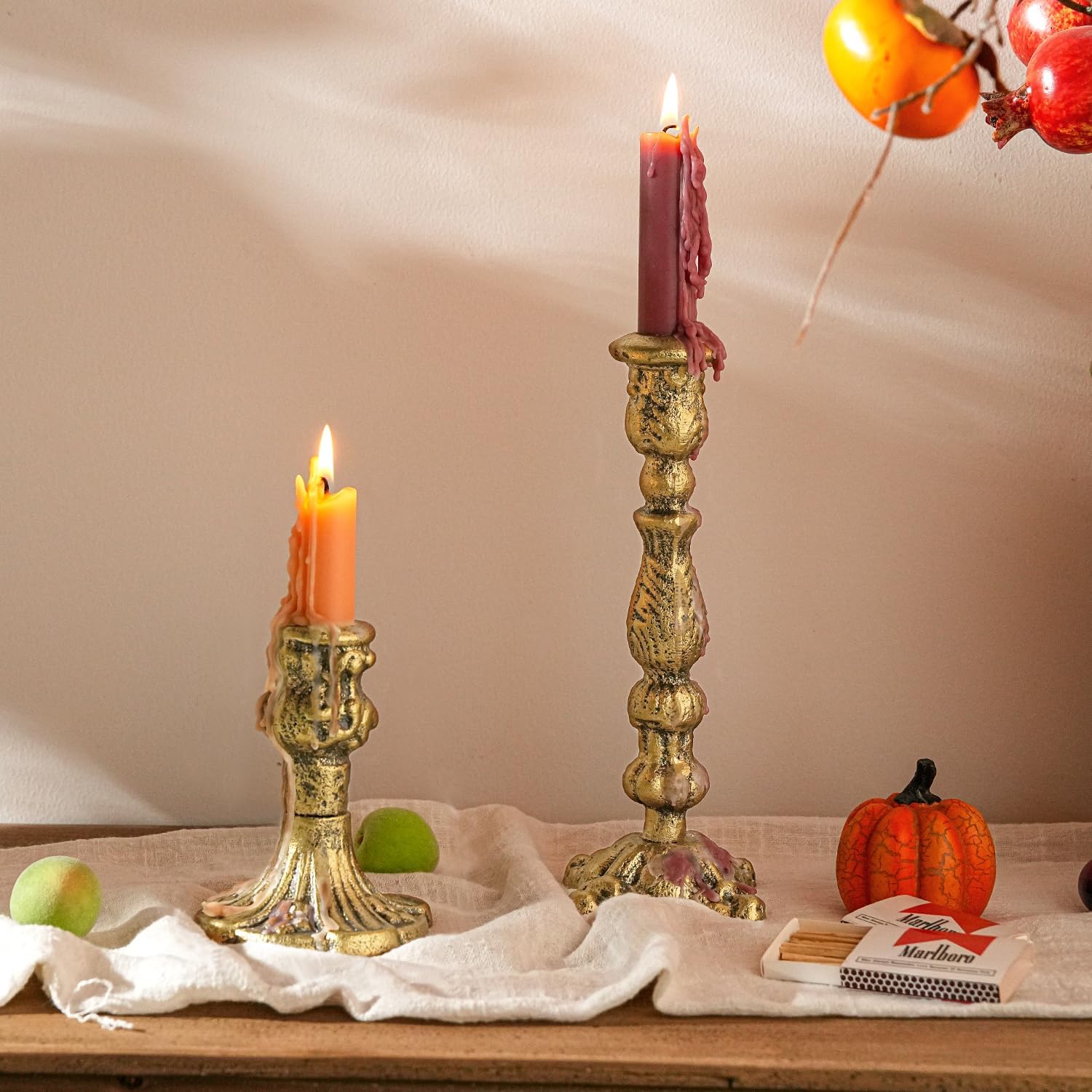 Sungmor Vintage Gold Cast Iron Candle Holder – 8.7" Tall Decorative Rustic Taper Candle Stand – Heavy Antique-Style Candlestick for Table Centerpiece, Fireplace Mantel, or Farmhouse Home Décor - Image 7