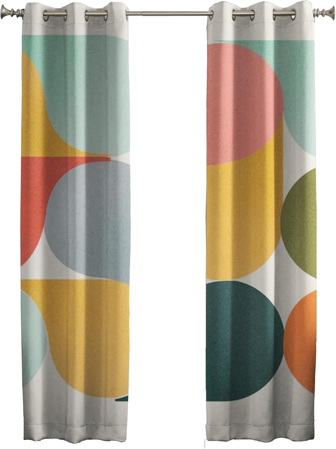 Medieval Wooden Castle Wall Metal Gate Blackout Window Curtain, Greek Mid Century Thermal Insulated Drapes, 2 Panels Window Curtains, for Living Bedroom Balcony - 63x72in