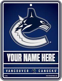 Rico Industries NHL Personalized Metal Parking Sign Personalized/Custom Metal 8.5" x 11" Parking Sign - Home Décor - Indoor/Outdoor - Great Gift for Men, Women, & Fans