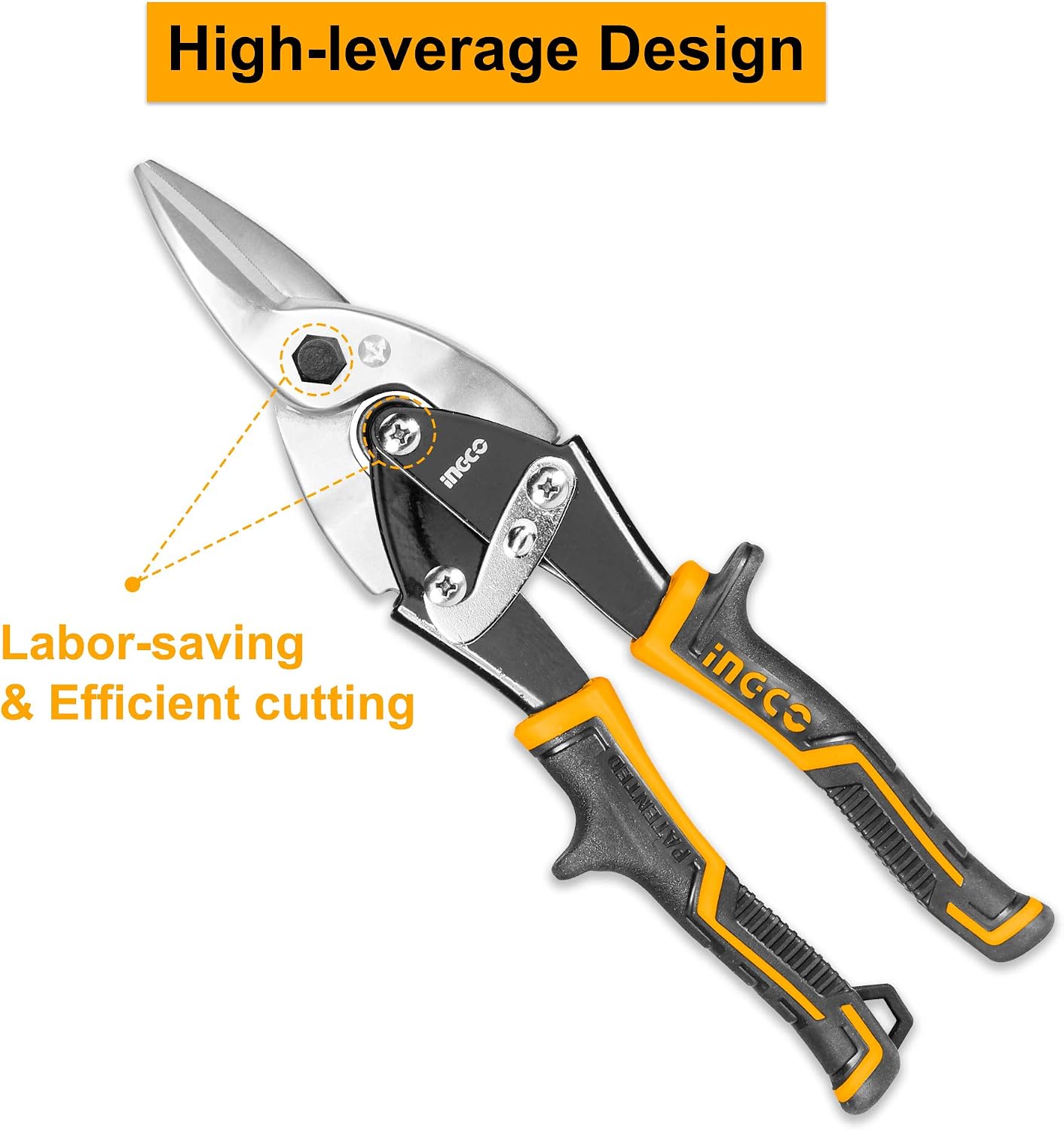 INGCO 3 Pack Aviation Tin Snips Set Left Right Straight Offset Tin Cutting Shears 10 Inch Metal Cutter Pliers Nippers Snip for Sheet Metal with Comfortable Grips HTSNK0110