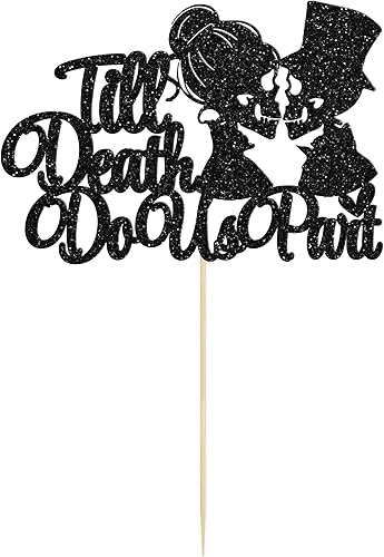 Miniatura 7 de Gyufise 1 decoración para tartas Till Death Do Us Part con purpurina negra para boda, feliz día de San Valentín, decoración para tartas, temática