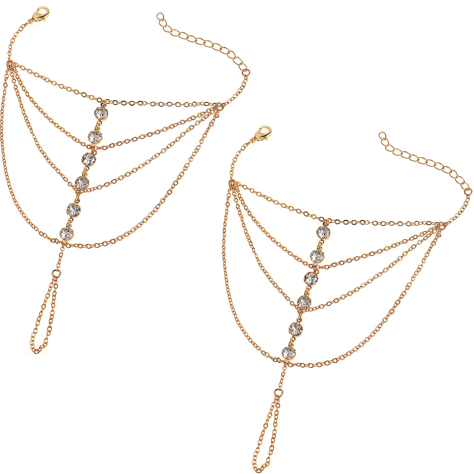 Finger Ring Bracelet Hand Harness Chain Bracelet Rhinestone Gifts for Women