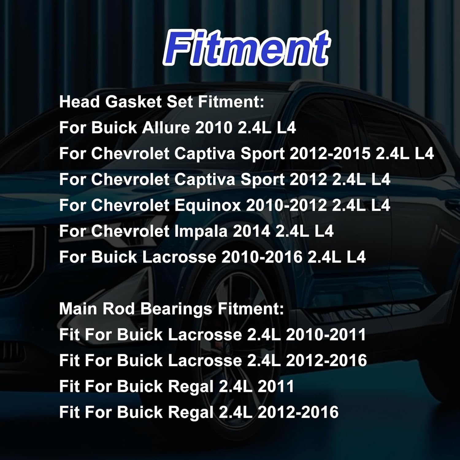 2.4 Engine Rebuild Overhaul Connecting Rod & Pistons Kit MLS Head Gasket Bolts Set Fit For Buick Chevrolet GMC Allure LaCrosse Regal Equinox HHR Terrain G5 G6 2.4L 2010-2017 Replace HS54874 12578164