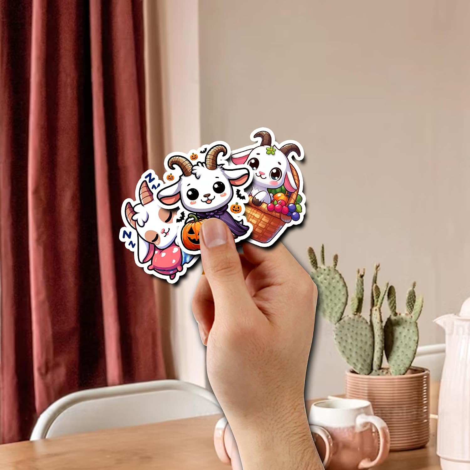 Pack 50 PCS Goat Sticker Print Funny Animal Cartoon Waterproof Vinyl Decals Items for Adults Kids Men Women Boys Girls Decorations Laptop Phone Case Car Water Bottle Helmet image 3