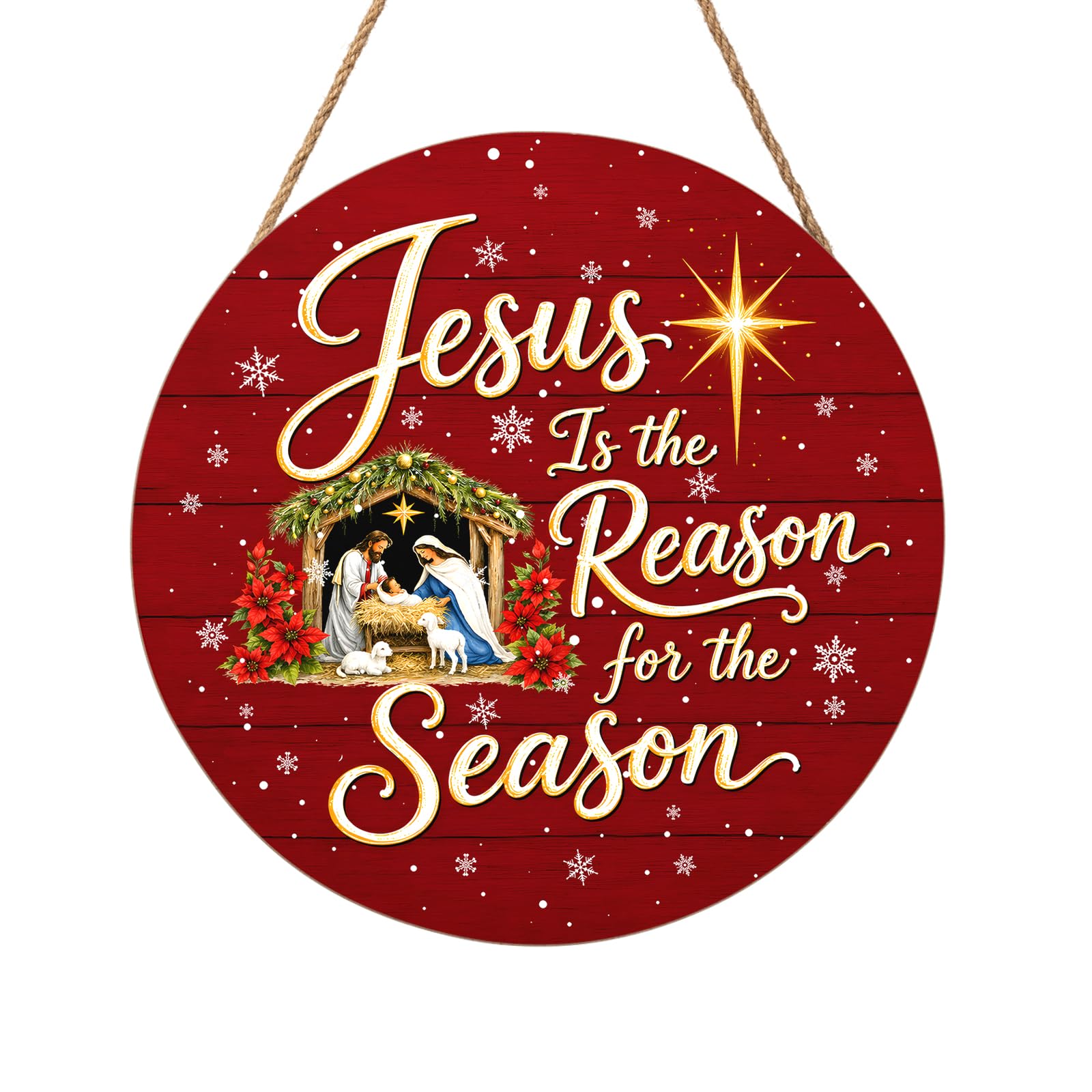 Harooni Religious Christmas wreath for front door 12x12 inch