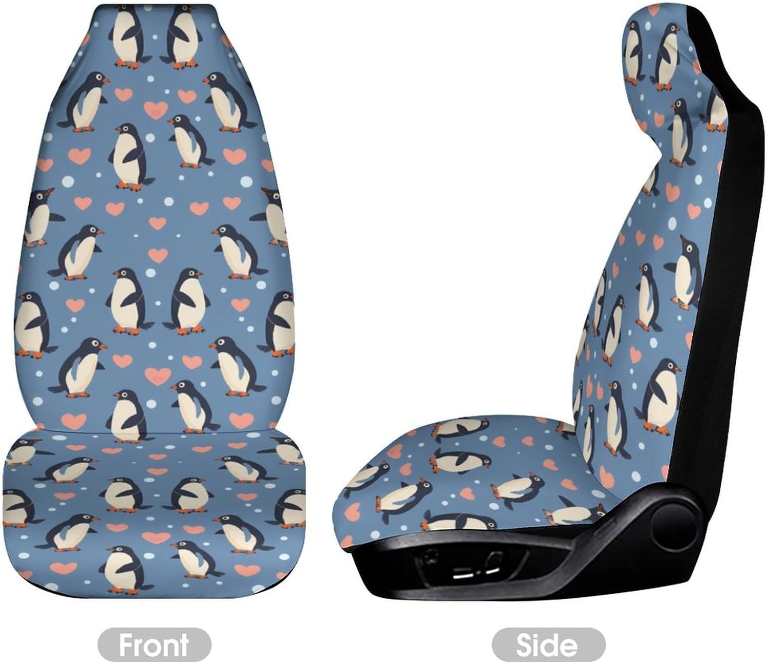 Funny Penguin Penguins Car Seat Covers Automotive Seat Covers Car Seat Protector Auto Front Seats Protector for Most Cars 2PCS