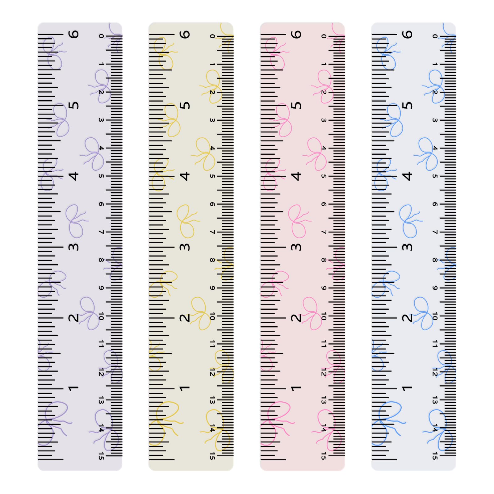 BAYTORY 4Pcs Transparent Acrylic Small Ruler 6 Inch, Straight Mini Rulers