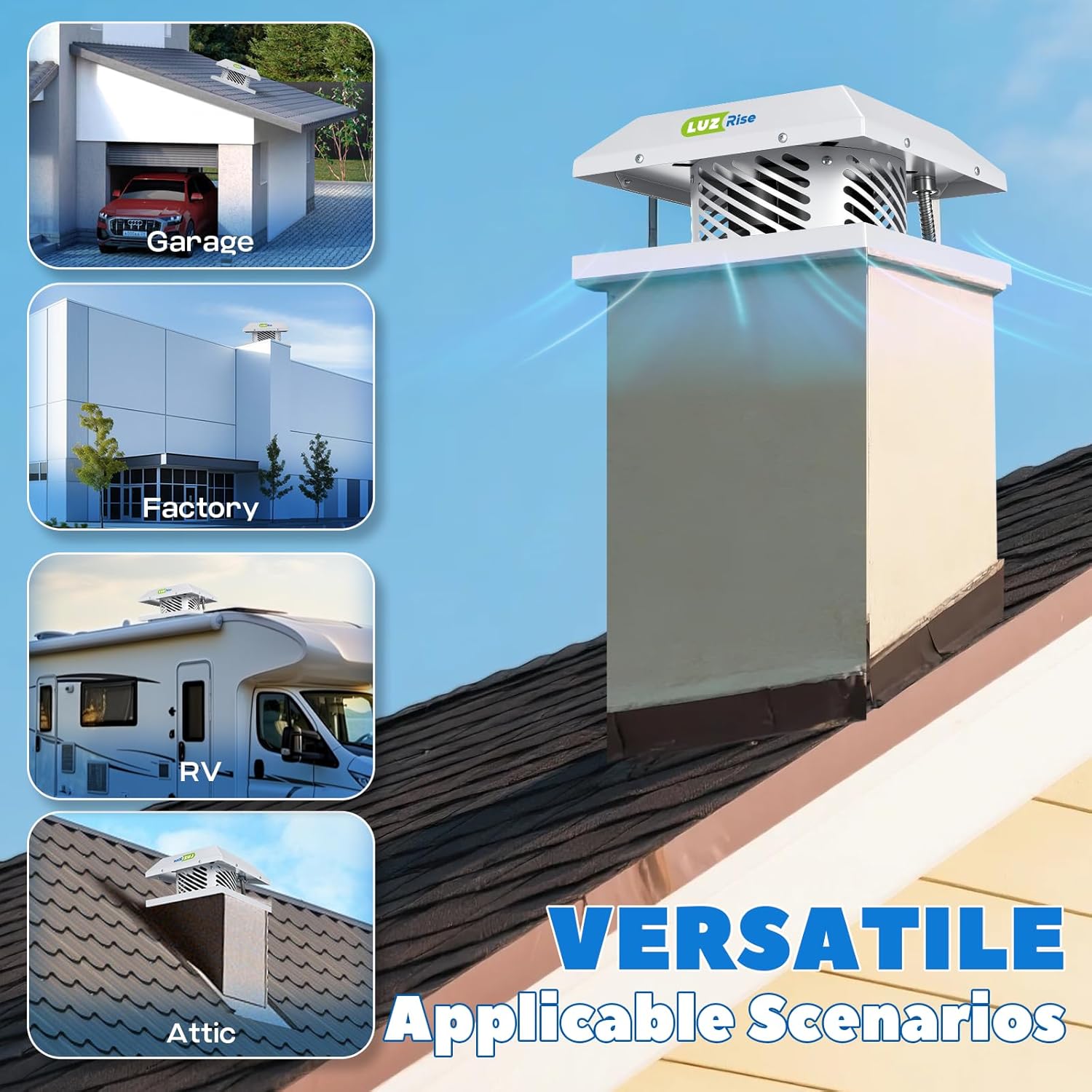 Roof Exhaust Fan Centrifuge Attic Fan 2900 RPM, IP67 Waterproof, Roof Ventilation Fan with Galvanized Steel Sheet for Roof/Garage/RV/Confined Space, Plug-and-play or DIY Wired Control (100IZR)