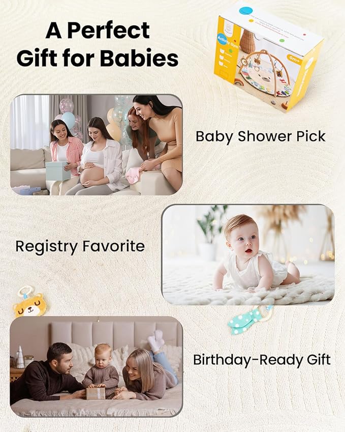 Gimnasio de juegos para bebé, alfombra de actividades grande y lavable, con 5 juguetes desmontables miniatura 8